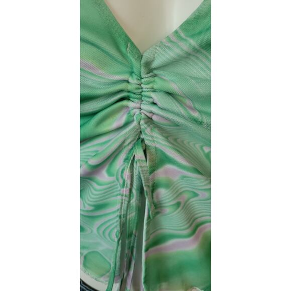 Beige Botany Halter Top Green/Pink Swirl Womans Sz. L Beach Summer Crop - Picture 5 of 9